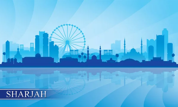 Sharjah stad skyline van silhouet achtergrond — Stockvector