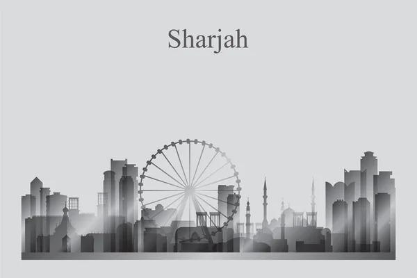 Sharjah city skyline silhouette szürkeárnyalatos — Stock Vector