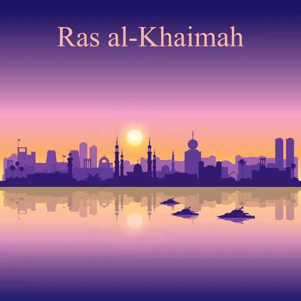 Ras al-Khaimah siluetu na pozadí slunce — Stockový vektor