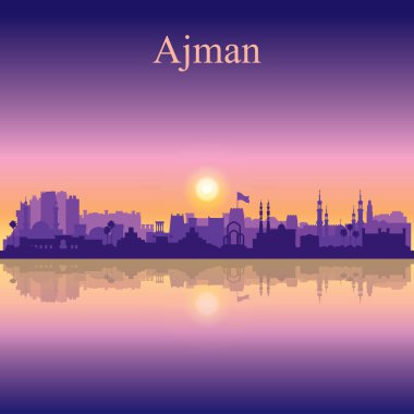 Ajman siluet günbatımı arka plan üzerinde