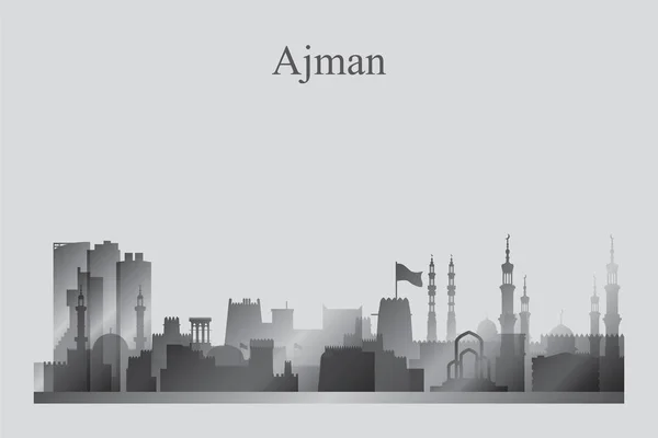 Місто Аджман skyline силует у відтінках сірого — стоковий вектор