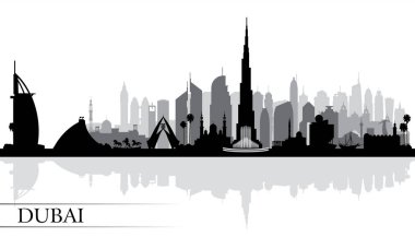 Dubai şehir manzarası siluet arka plan