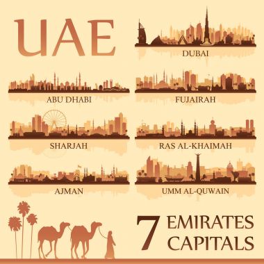 All the capital cities of the United Arab Emirates clipart