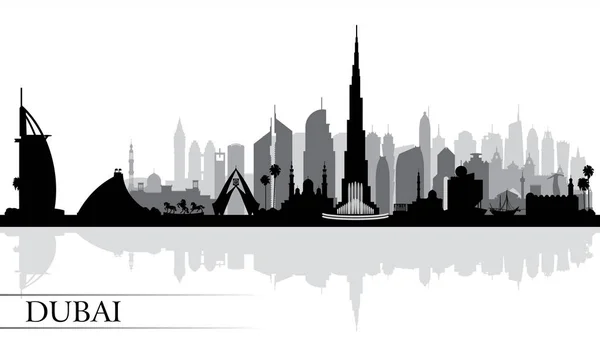 Dubai cidade skyline silhueta fundo —  Vetores de Stock