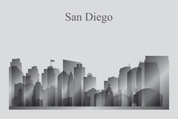 圣地亚哥市的天际线轮廓在灰度 — 图库矢量图片