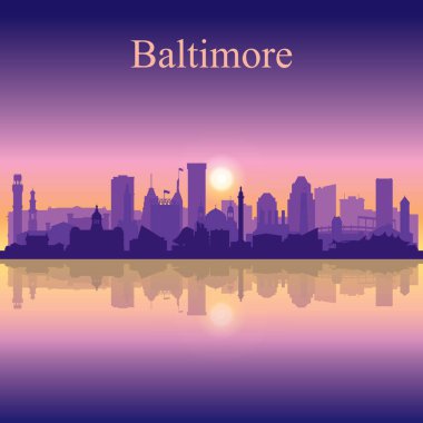 Baltimore siluet günbatımı arka plan üzerinde