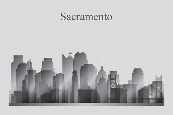 Sacramento city skyline silhouette in grayscale — Stock Vector