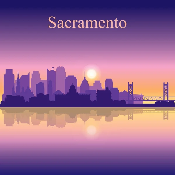 Silhueta de Sacramento no fundo por do sol —  Vetores de Stock