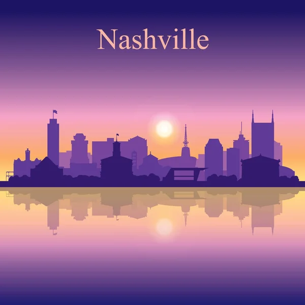 Nashville-Silhouette auf dem Hintergrund des Sonnenuntergangs — Stockvektor