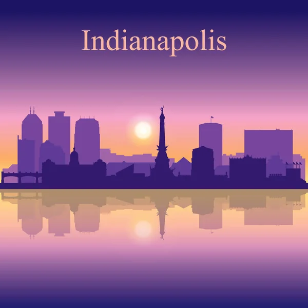 Indianapolis silhouette de la ville sur fond de coucher de soleil — Image vectorielle