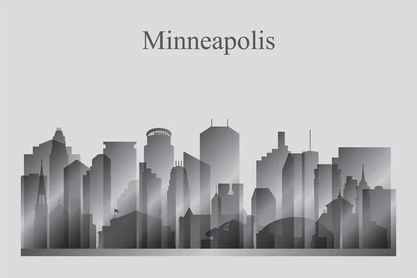 Minneapolis stad skyline van silhouet in grijstinten — Stockvector