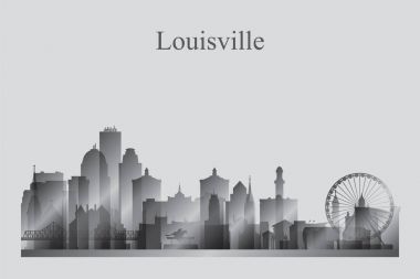 Louisville şehir manzarası siluet gri tonlamalı