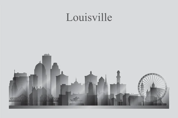 Louisville stad skyline van silhouet in grijstinten — Stockvector