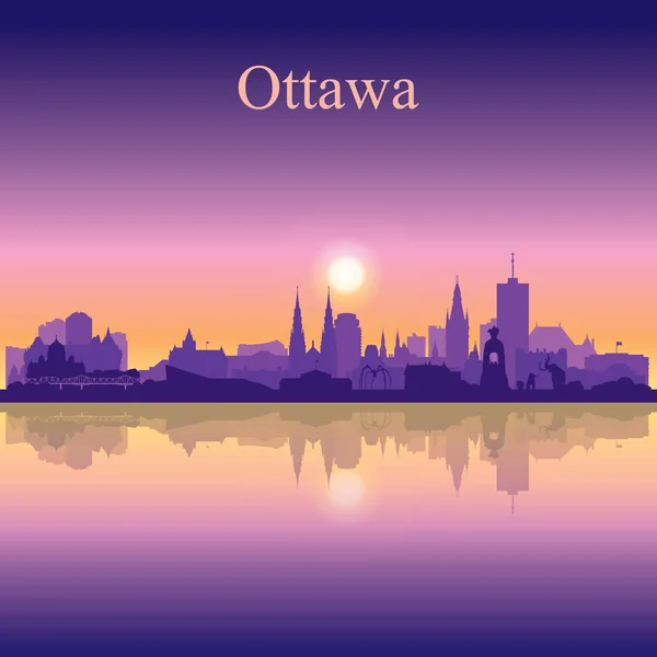 Silhouette d'Ottawa sur fond de coucher de soleil — Image vectorielle