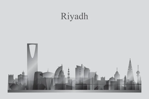 Riyad stad skyline van silhouet in grijstinten — Stockvector