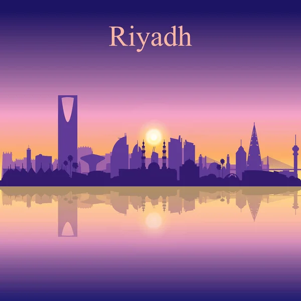 Riyad stad silhouet op zonsondergang achtergrond — Stockvector