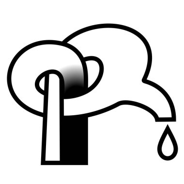 Bir damla su ve musluğu olan siyah beyaz bir tabela.