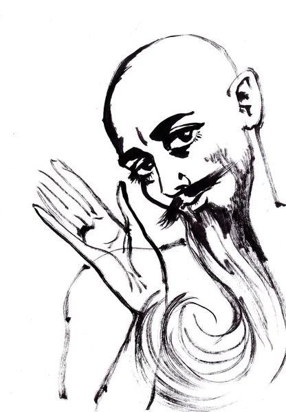 배경에 고립된 대머리 남자의 초상화 — 스톡 사진