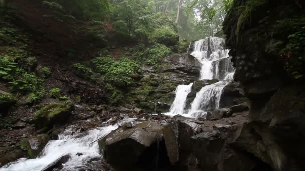 Waterfall in mountains with power stream — Stock Video