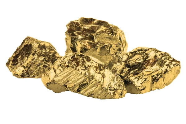 Golden Nuggets Nahaufnahme isoliert auf weiß — Stockfoto