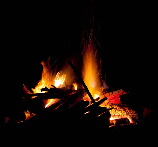 Fire and flame  on a black background — Stock Photo, Image