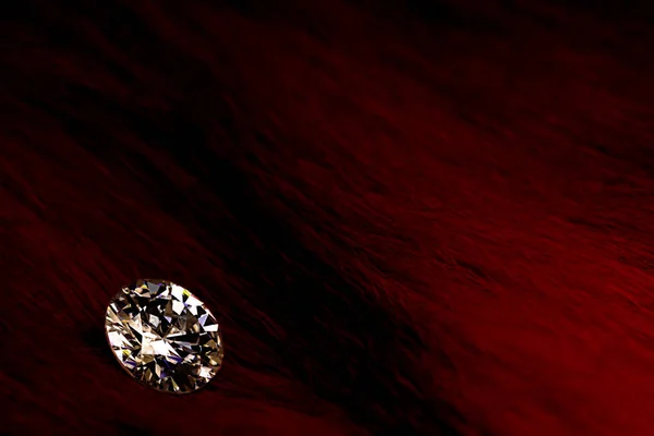 Bijuteria de diamante grande bonita no fundo vermelho escuro. Brilhante pedra preciosa natural fina.Brillant . — Fotografia de Stock