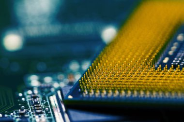 Elektronik devre kartı kapatın. Arka plan Internet, baskı reklam ve tasarım kullanabilirsiniz