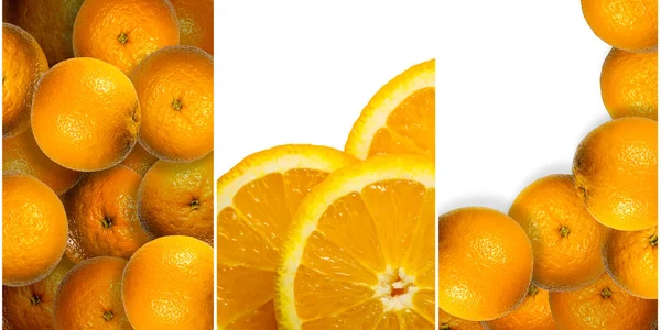 Collage aus frischen Orangenfrüchten — Stockfoto