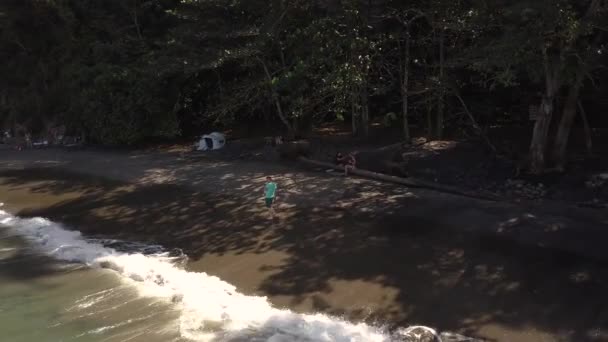 Papá Caminando Con Bebé Hermosa Playa Anse Couleuvre Isla Martinica Metraje De Stock