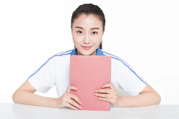 China Beautiful High School Female Students Classroom Listen Carefully — Stock Photo, Image