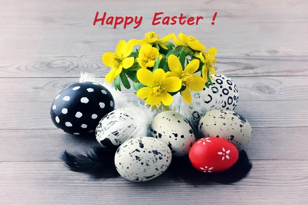 Decoración de Pascua, huevos de Pascua, nido . — Foto de Stock