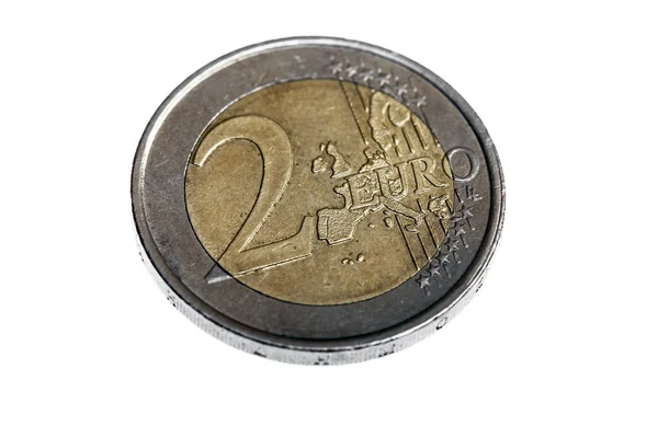 Две монеты евро, экстремальный макро выстрел — стоковое фото