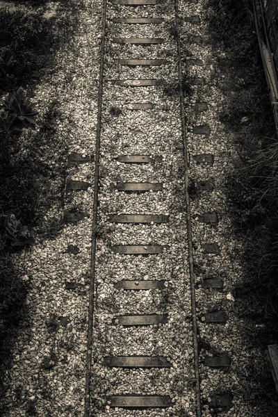 Chemins de fer très anciens, vue de dessus — Photo