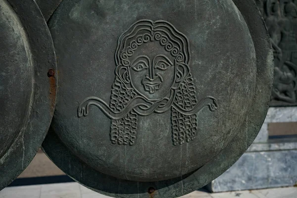 Head of Medusa, Detail of the Ancient Macedonian Shields, near G — Stock Photo, Image