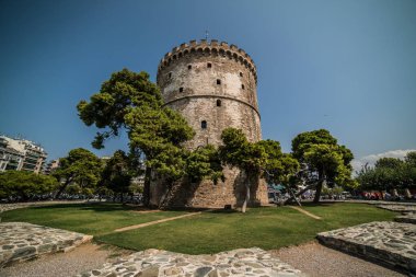 Beyaz Kule, Thessaloniki, Yunanistan - gündüz ile geniş açı Le