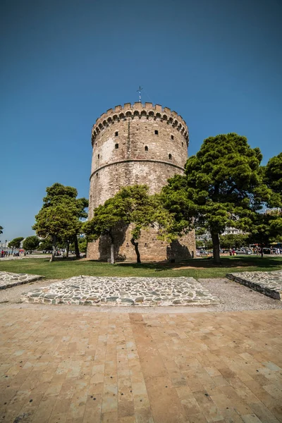 Torre Blanca de Tesalónica, Grecia - Durante el día con gran angular Le —  Fotos de Stock