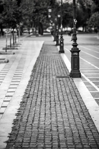 Classic Style Black White Photograph of Old Park, using very sha — Stock Photo, Image