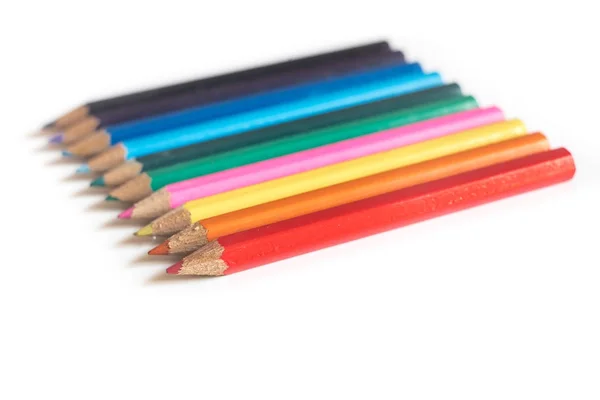 Colored Pencils in a Row, on white Background — Stock Photo, Image