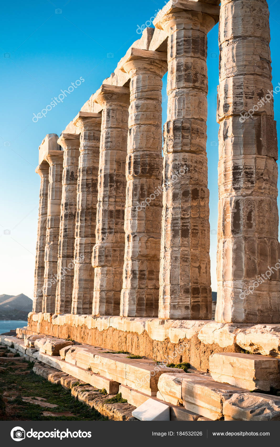 Sounion Le Temple De Poséidon En Grèce Lheure Du Coucher