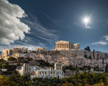Parthenon, Atina Akropol güneşli bir günde, yaz tatillerini 