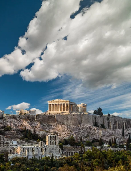 Parthenon, Akropolis i Aten, sommarsemester i Grekland, på d — Stockfoto