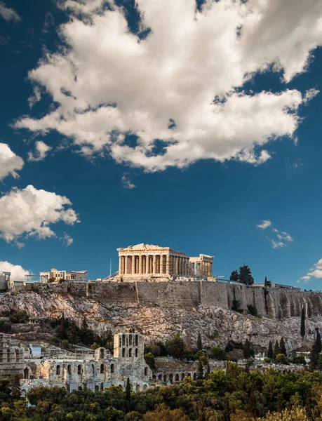 Parthenon, Akropolis van Athene, de zomervakanties in Griekenland Rechtenvrije Stockfoto's