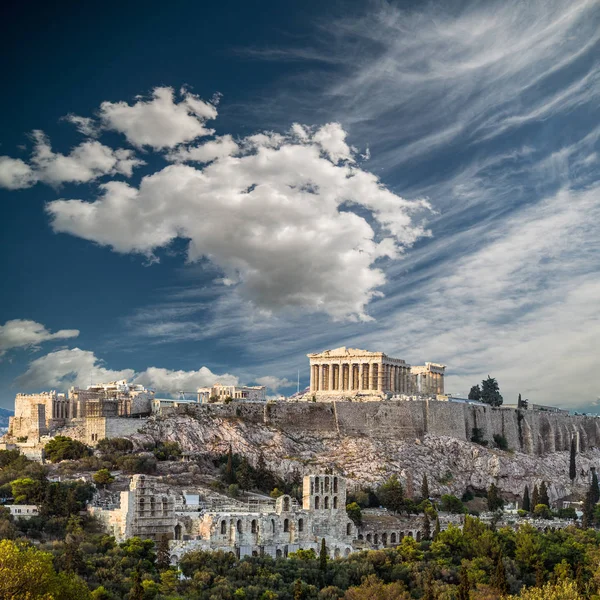 Parthenon op de Akropolis van Athene, op moment van de dag Stockfoto