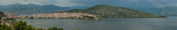 Panorama Alta Resolución Ciudad Lago Kastoria Grecia — Foto de Stock