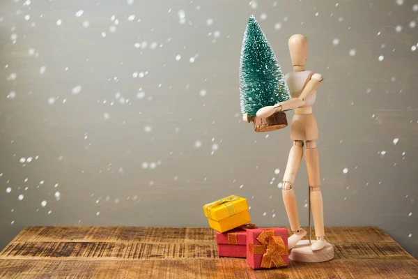 Figura artistica con albero di Natale — Foto Stock