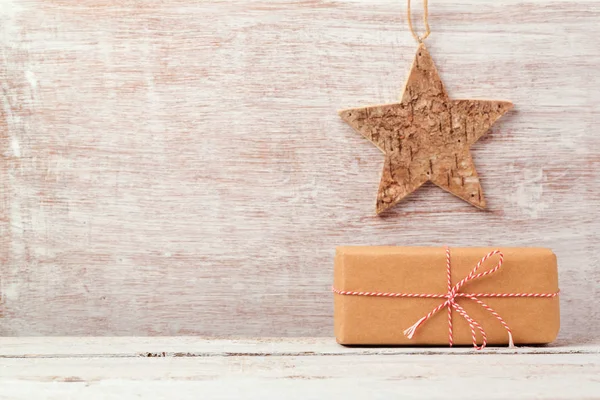 Homemade gift box and rustic decoration — Stock Photo, Image