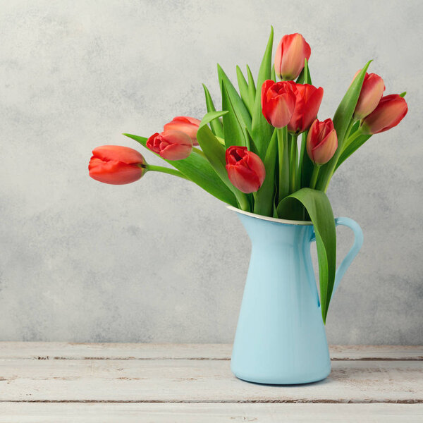 Red tulip flowers bouquet 