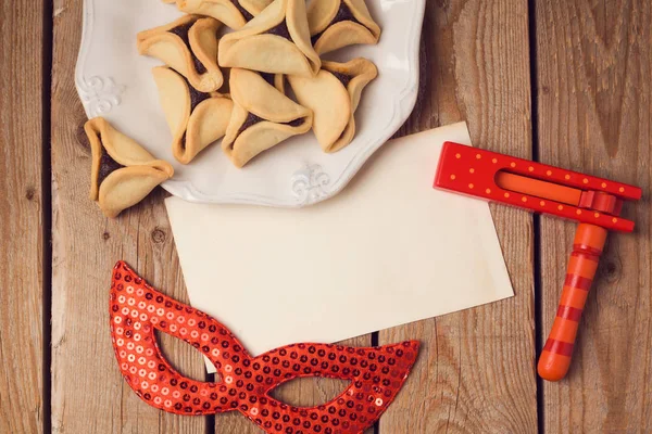 Концепція свята Purim з вітальною листівкою — стокове фото