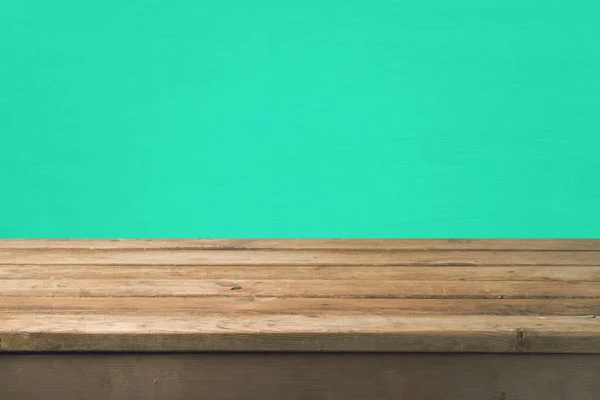 Empty wooden deck table — Stock Photo, Image