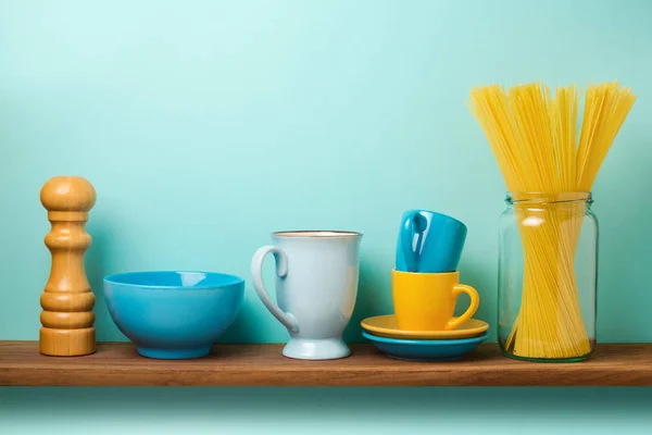 Kitchen shelf with pasta — Stock Photo, Image